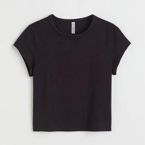 H&M Black Cotton Jersey T-shirt